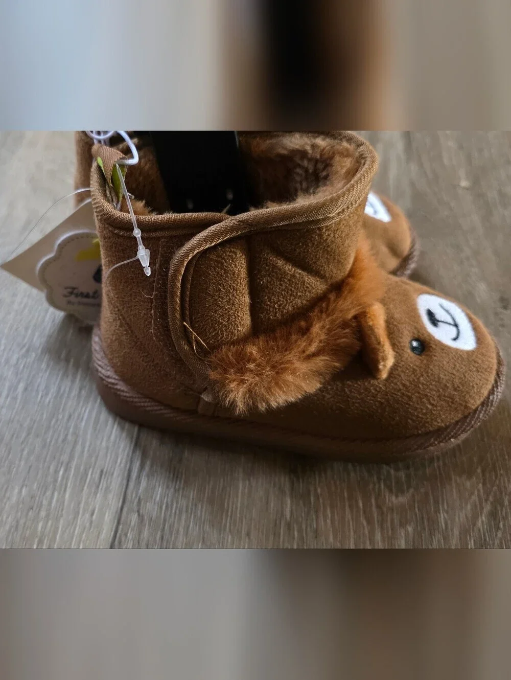 Kids Brown Bear Plush Bootie Slippers - Cozy Toddler Shoes